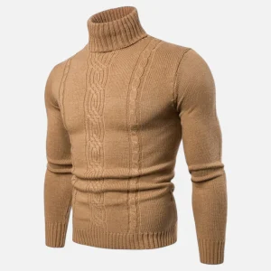 Pull à col roulé pour homme en maille héritage