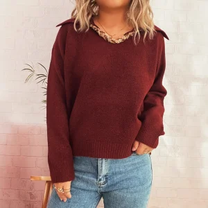 A la main Pull Femme Col V en Maille Douce