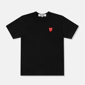 PLAY CDG T-SHIRT DOUBLE RED HEART BLACK