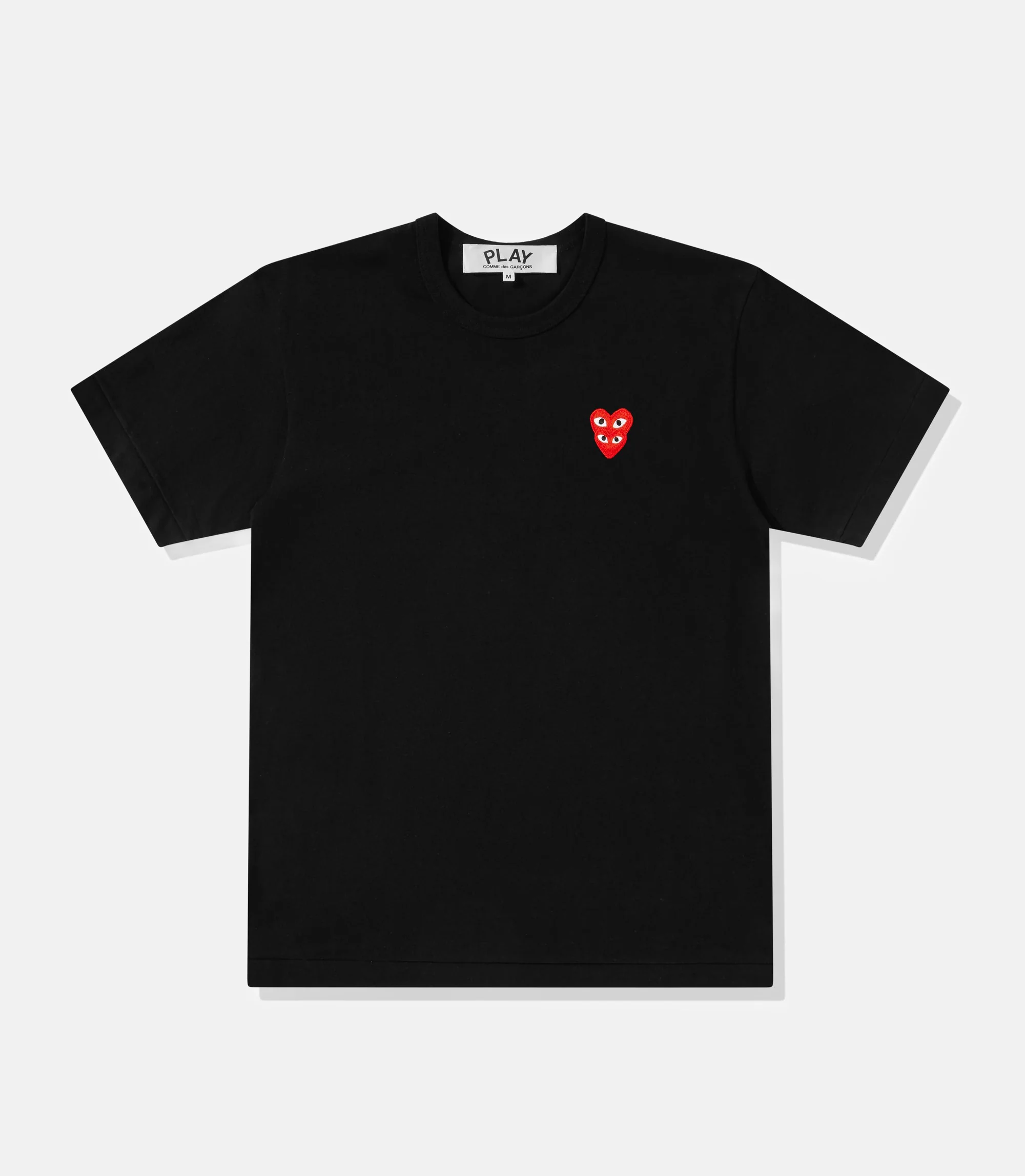 PLAY CDG T-SHIRT DOUBLE RED HEART BLACK