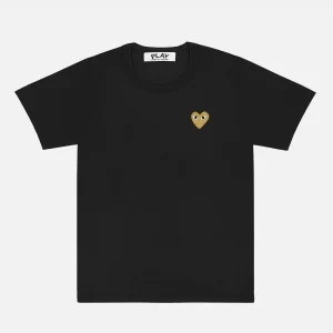 PLAY CDG T-SHIRT-BLACK/GOLD HEART EMBLEM