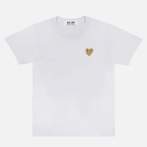 PLAY CDG T-SHIRT-WHITE/GOLD HEART EMBLEM