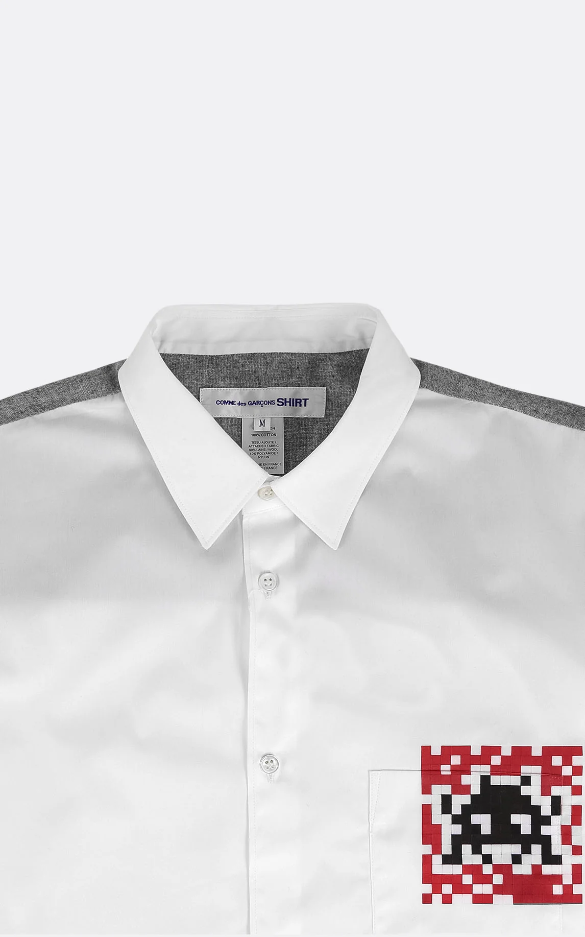MENS SHIRT WOVEN SPACE INVADER WHITE / GREY – Image 3
