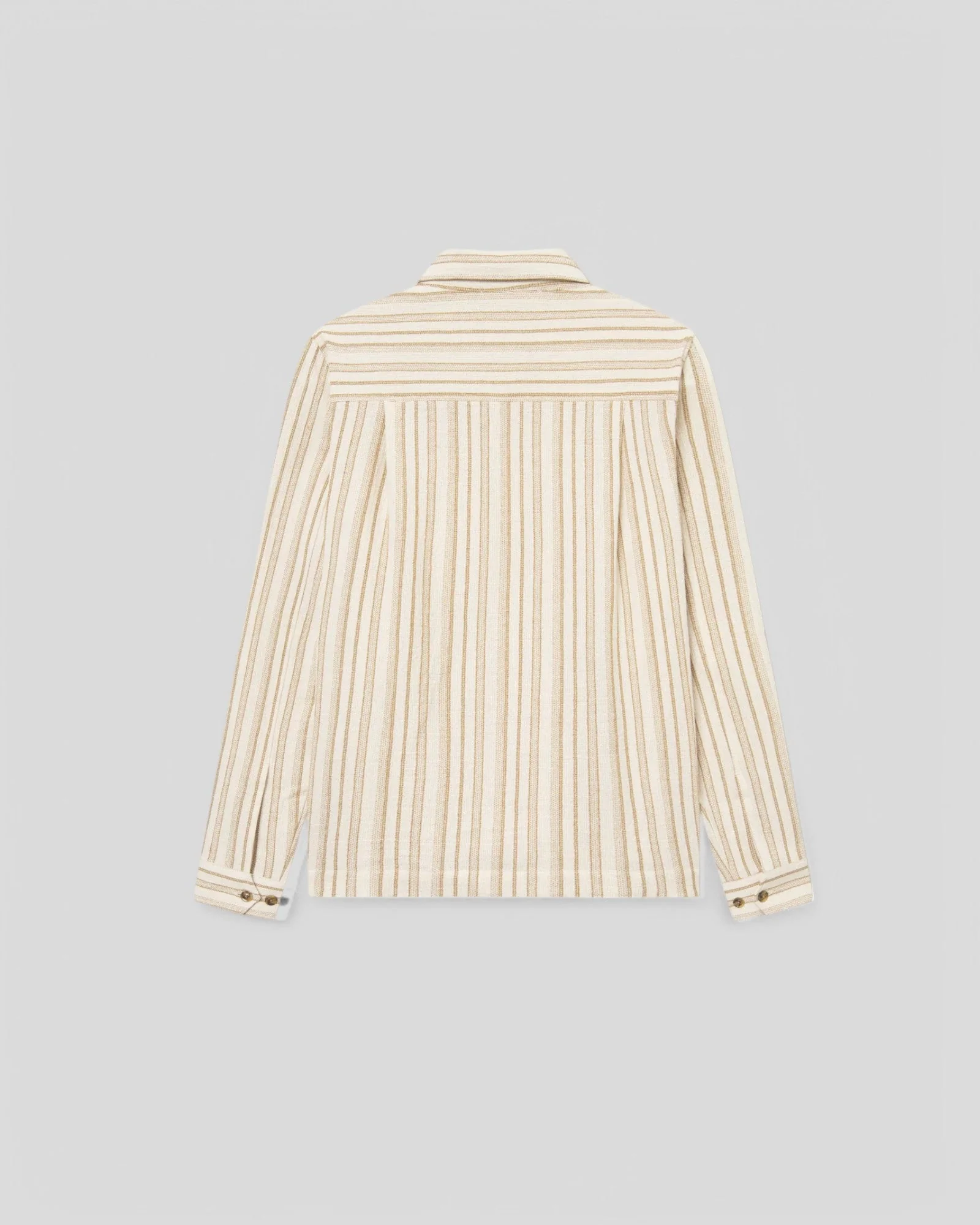 Les Deux || Shane Stripe Cotton Overshirt - Ivory / Lichen Green – Image 2