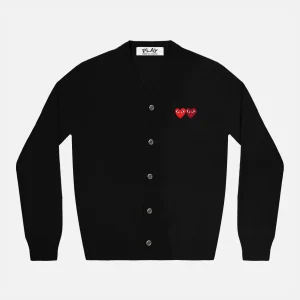 DOUBLE HEART BURGUNDY MEN'S CARDIGAN BLACK