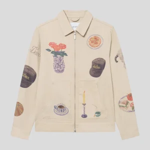 Les Deux || Robert AOP Twill Jacket - Oyster Gray / White