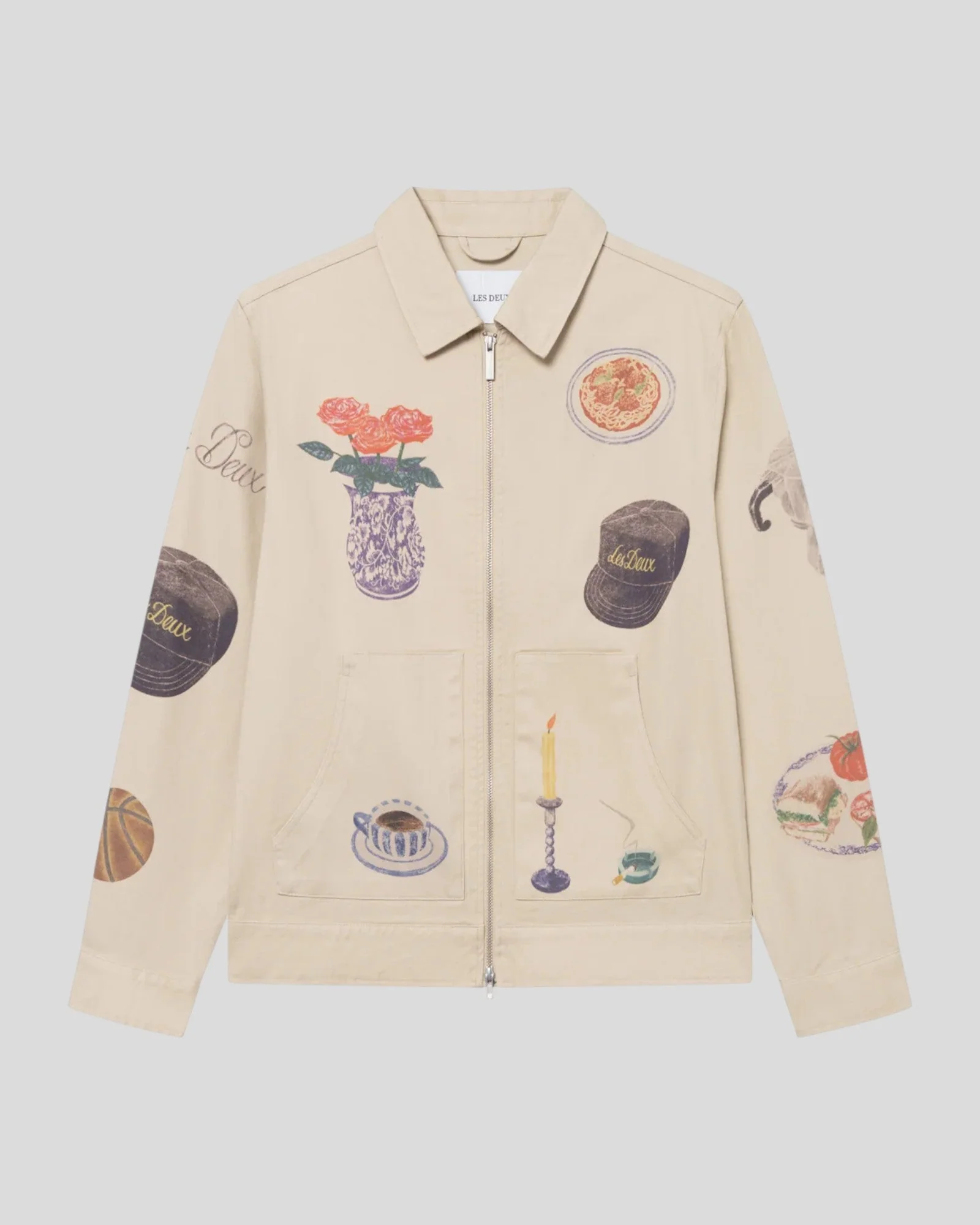 Les Deux || Robert AOP Twill Jacket - Oyster Gray / White